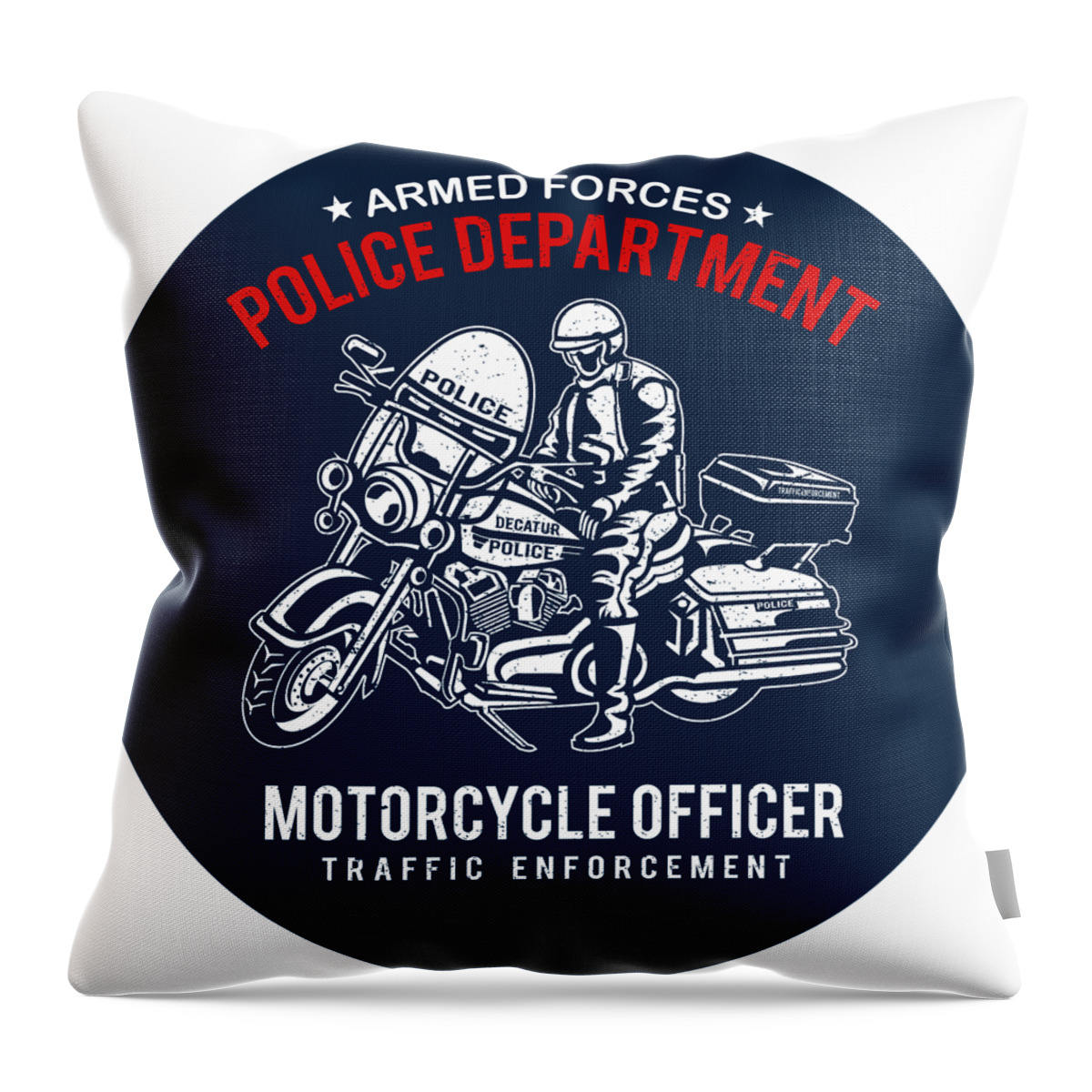 Police Throw Pillow featuring the digital art Motorcycle police by Long Shot