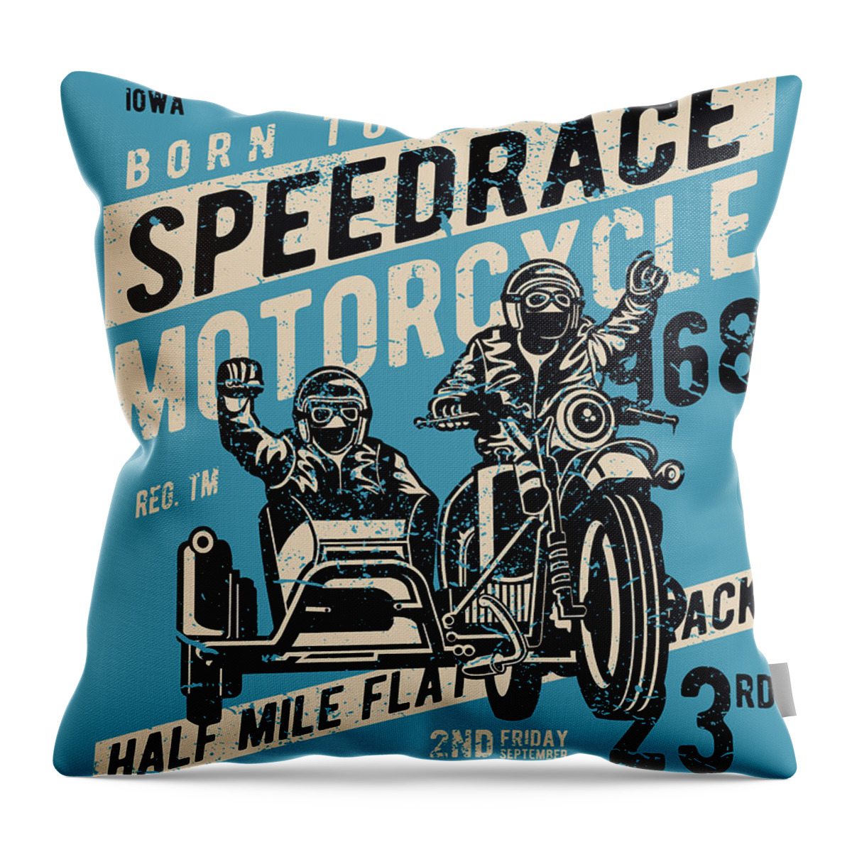 Motorcycle Throw Pillow featuring the digital art Motorcycle with side car racers by Long Shot