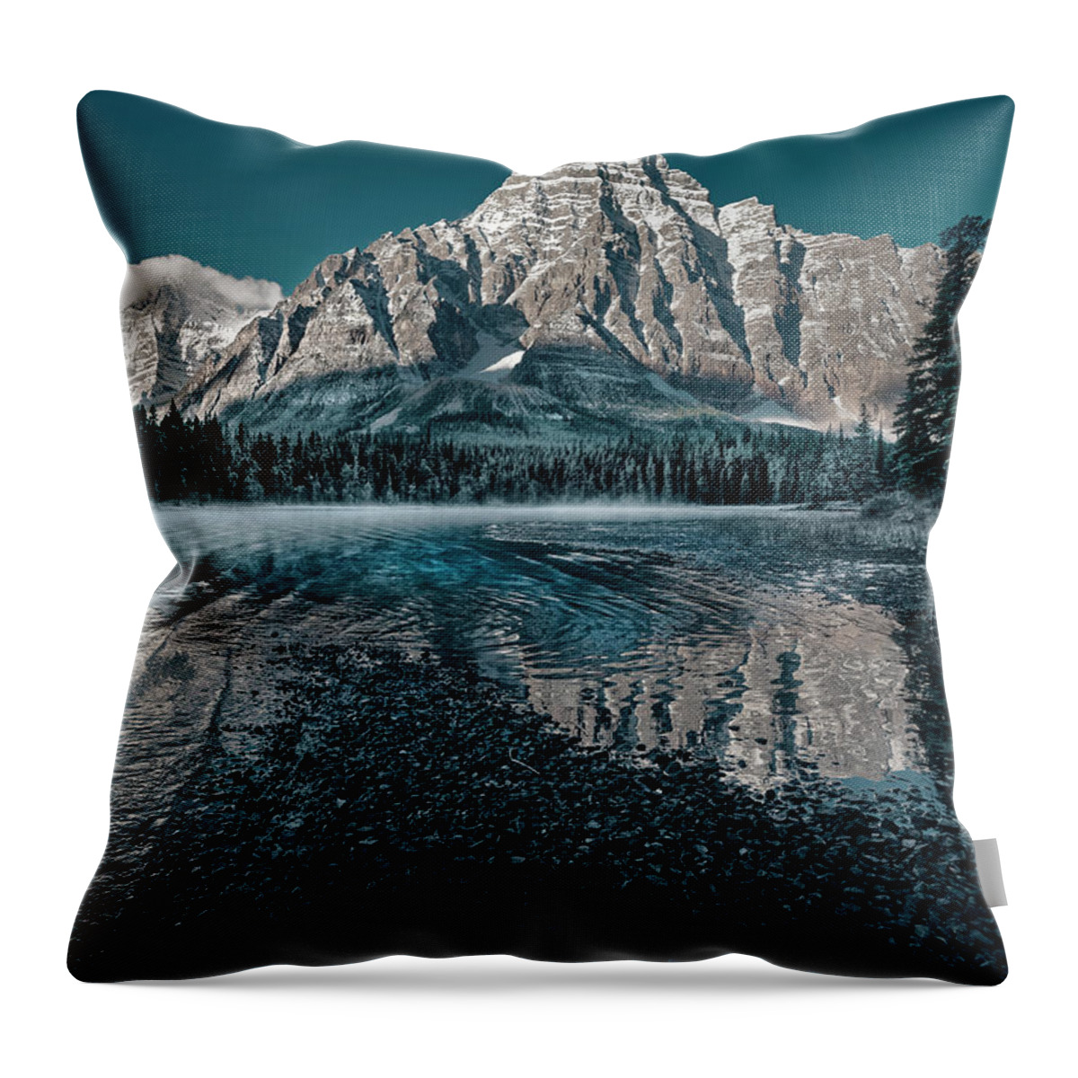 Banff Throw Pillow featuring the photograph Mount Chephren Reflected by Dan Jurak