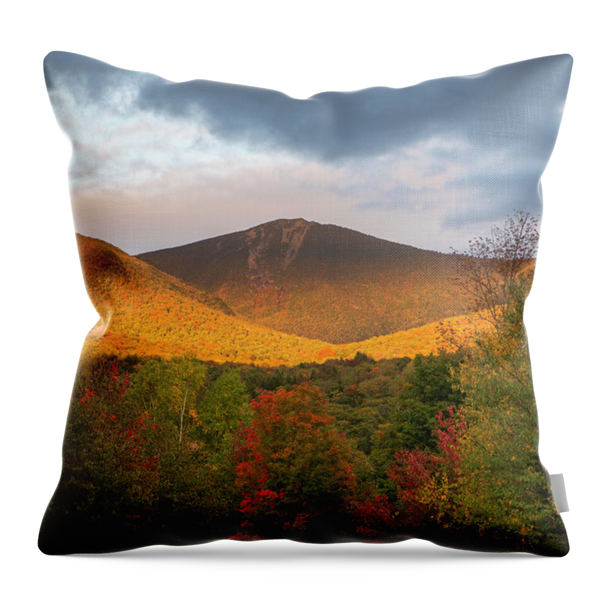 Mount Throw Pillow featuring the photograph Mount Flume Autumn Sunset by White Mountain Images