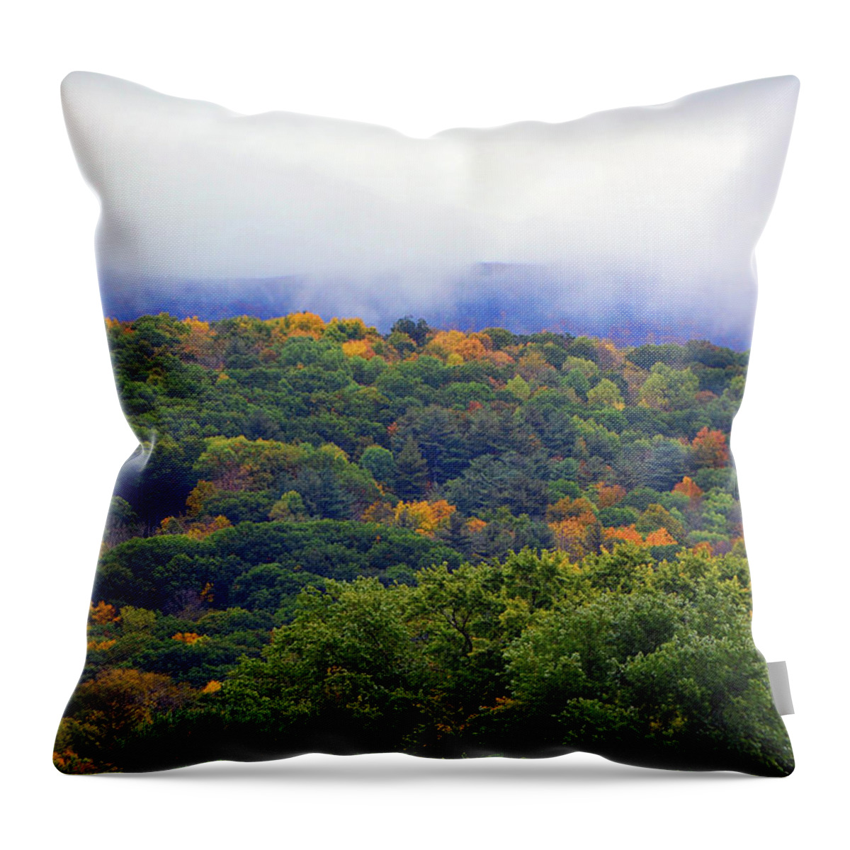 Mount Greylock In The Clouds Throw Pillow featuring the photograph Mount Greylock in the Clouds by Raymond Salani III