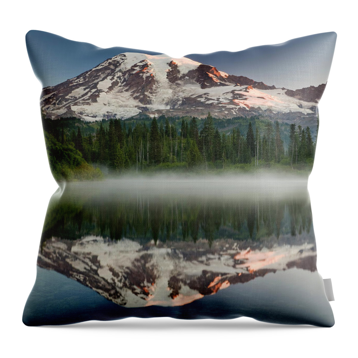 Tranquility Throw Pillow featuring the photograph Mount Rainier Reflected In One Of Many by Mint Images - Art Wolfe