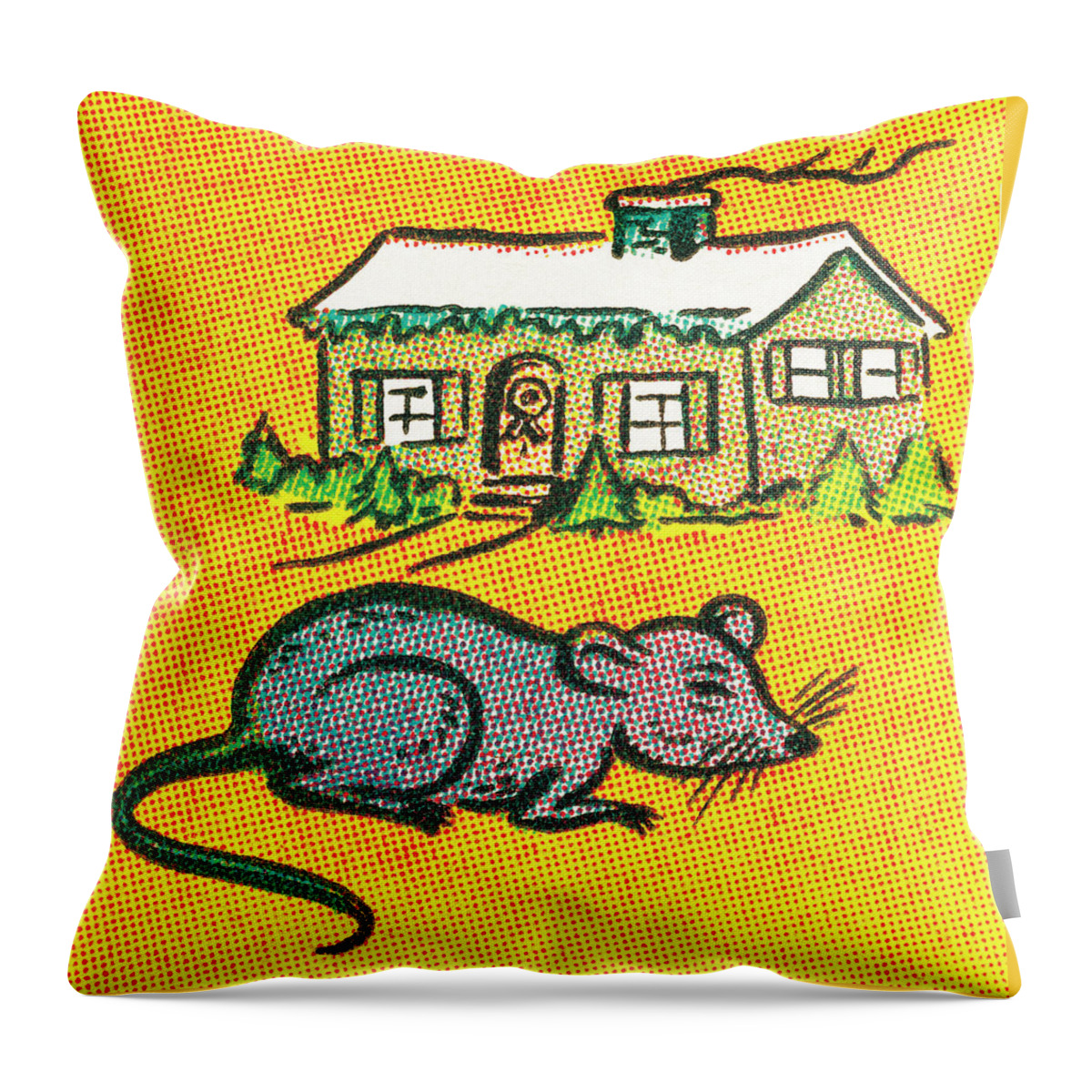 Animal Throw Pillow featuring the drawing Mouse in the house by CSA Images