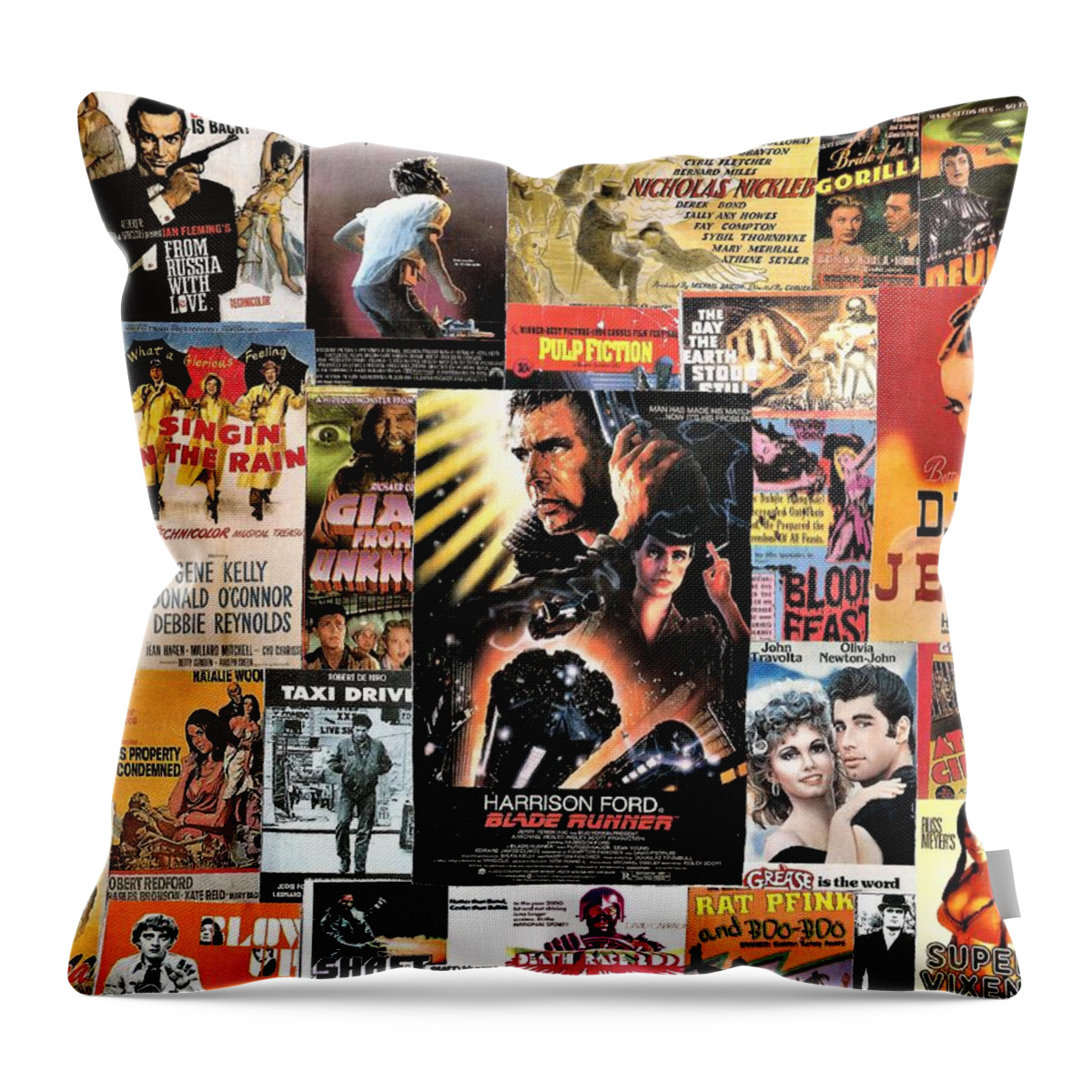 Collage Throw Pillow featuring the digital art Movie Poster Collage 4 by Doug Siegel