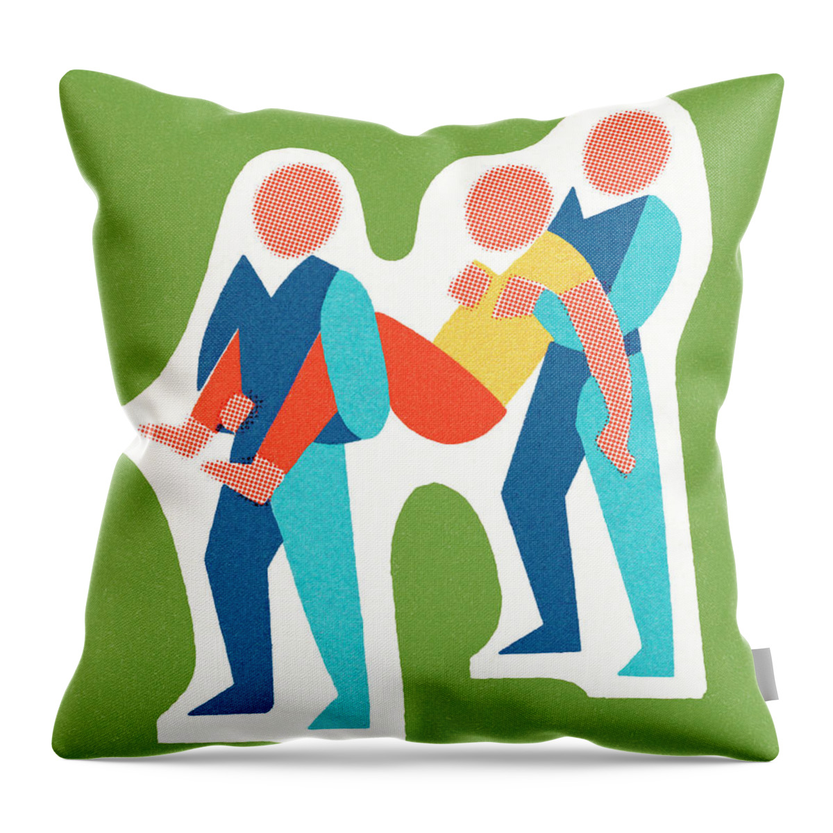 Accident Throw Pillow featuring the drawing Moving the injured by CSA Images