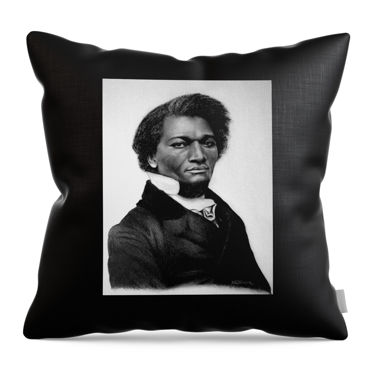 Frederick Douglass Throw Pillow featuring the drawing Mr. Frederick Douglass by Danielle R T Haney