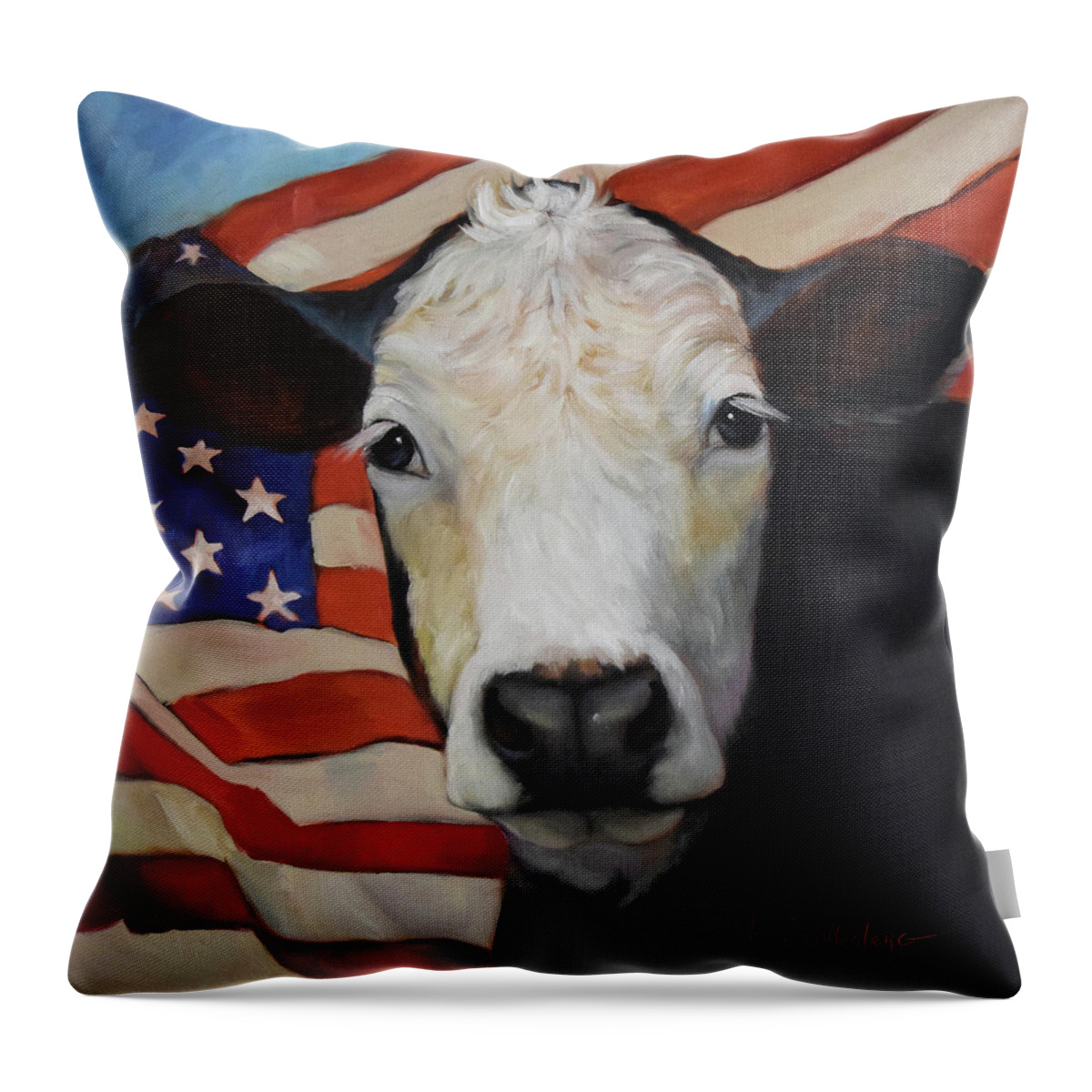 Independence Day Throw Pillow featuring the painting Ms Independence by Cheri Wollenberg