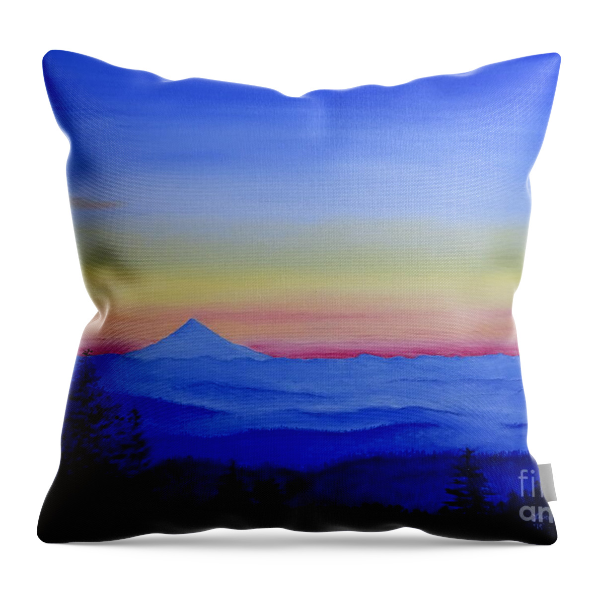 Mt Hood Coast Range Throw Pillow featuring the painting Mt hood from Coast Range by Lisa Rose Musselwhite