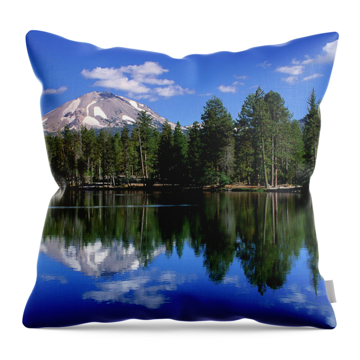 Scenics Throw Pillow featuring the photograph Mt Lassen And Reflection Lake, Lassen by John Elk Iii