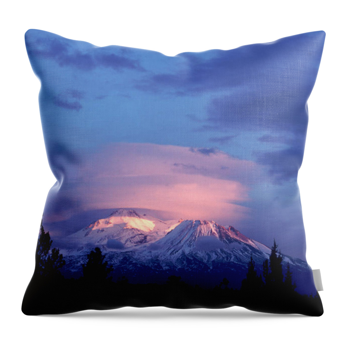 Scenics Throw Pillow featuring the photograph Mt Shasta At Dusk by Mark Gibson