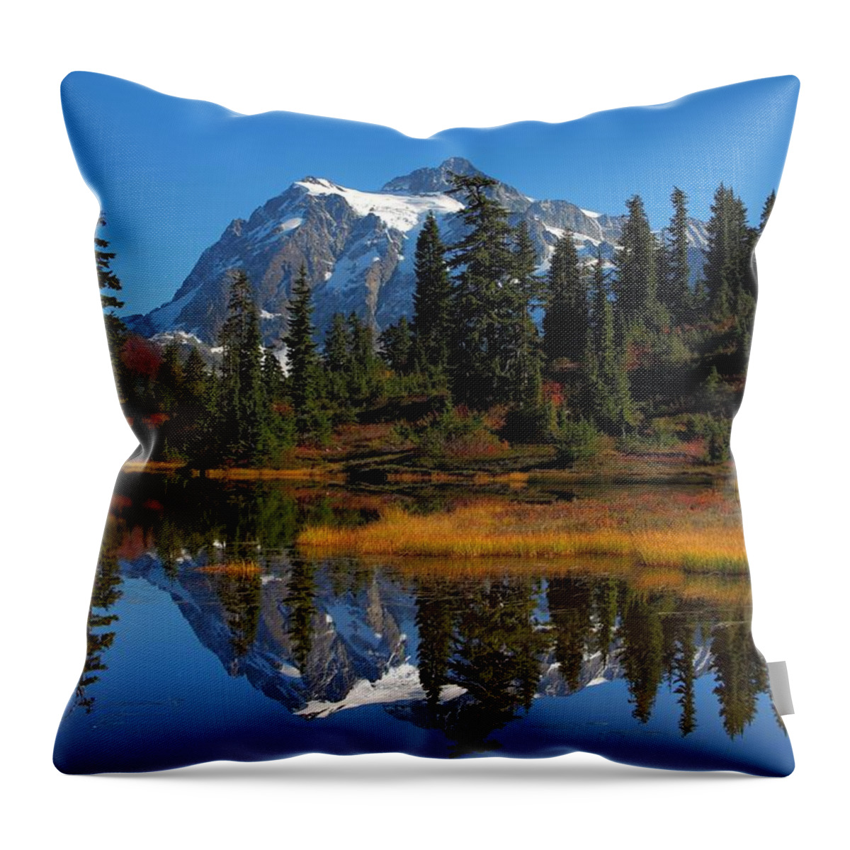 Tranquility Throw Pillow featuring the photograph Mt. Shuksan Reflection by Jonkman Photography