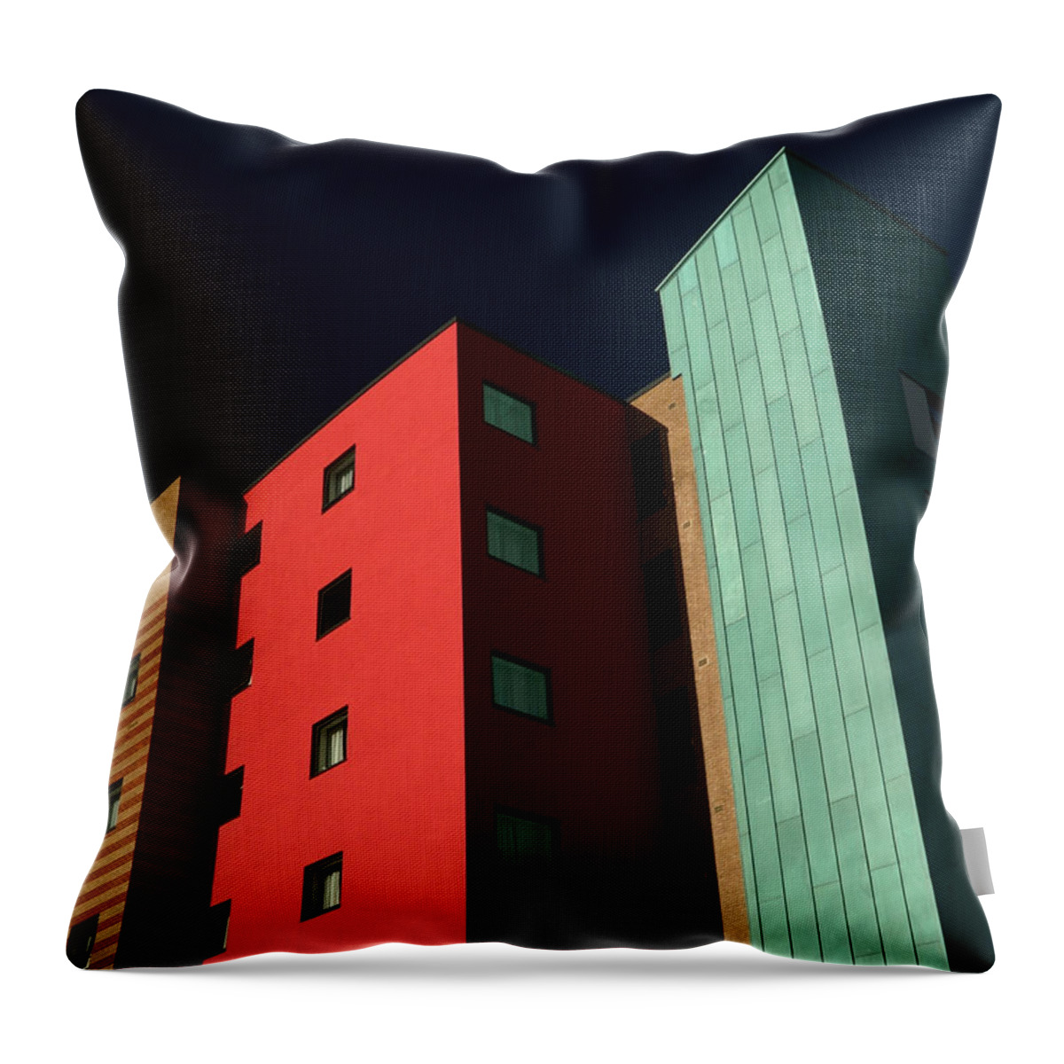 Cool Attitude Throw Pillow featuring the photograph Multicolored Apartment Block by Mouse-ear