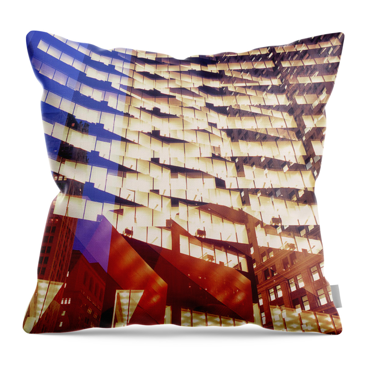 Outdoors Throw Pillow featuring the photograph Multiple Exposure Image Of Large Office by Eschcollection
