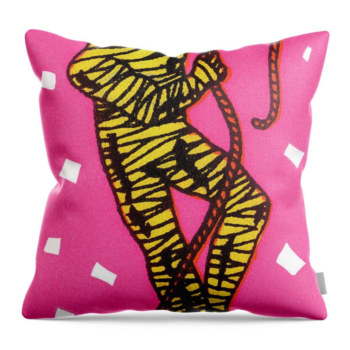 Action Throw Pillow featuring the drawing Mummy with rope by CSA Images