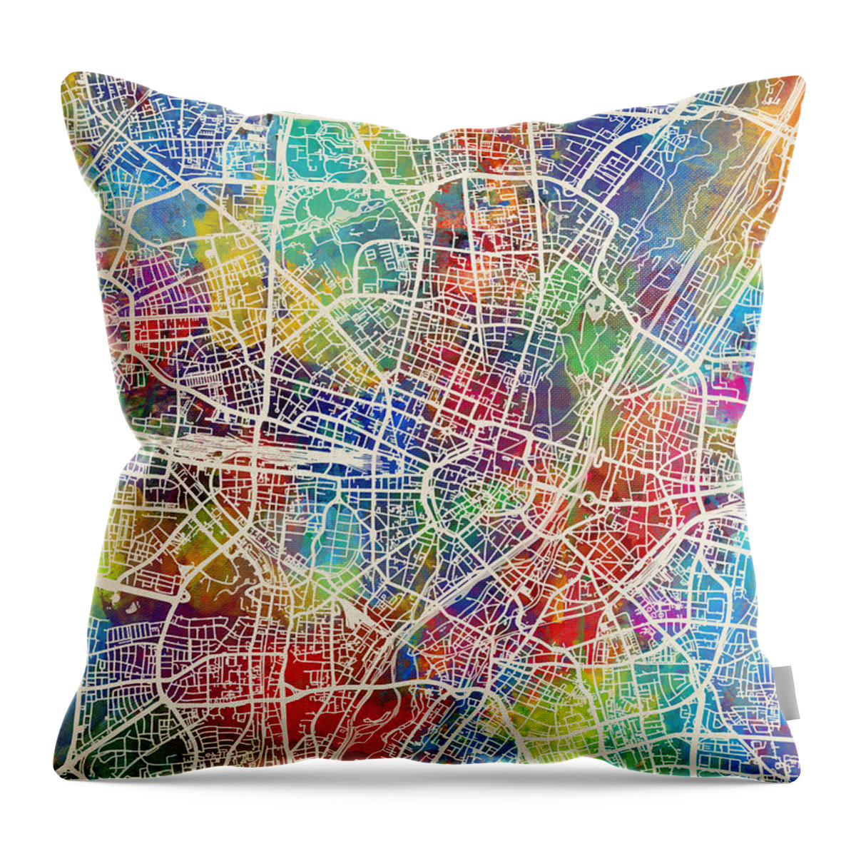 Munich Throw Pillow featuring the digital art Munich Germany City Map by Michael Tompsett