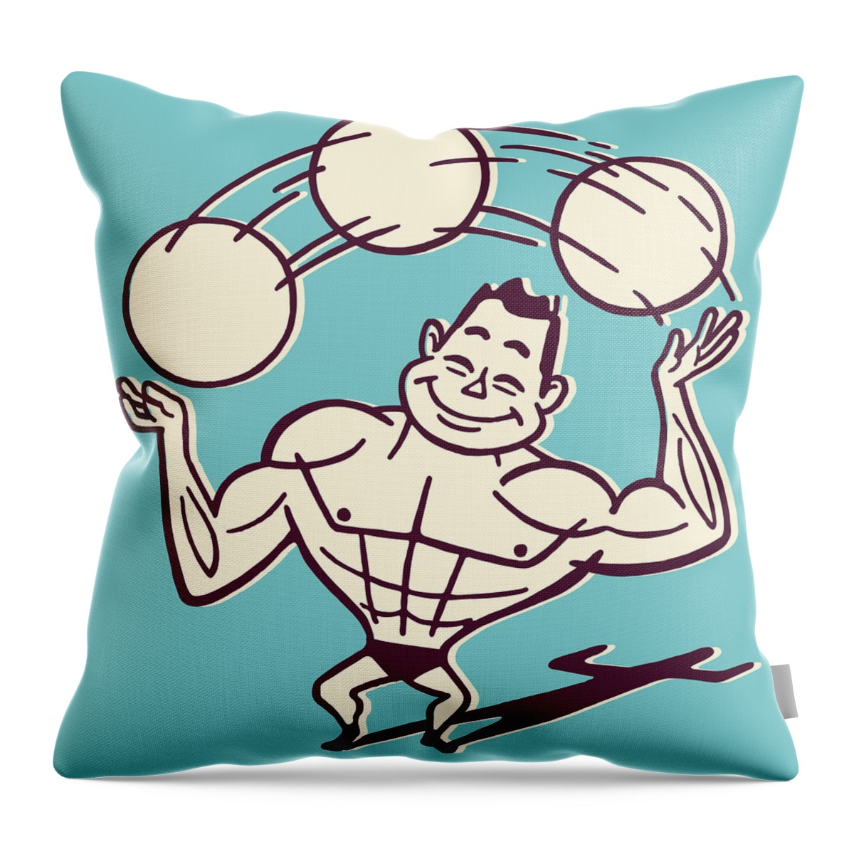Adult Throw Pillow featuring the drawing Muscular Man Juggling by CSA Images