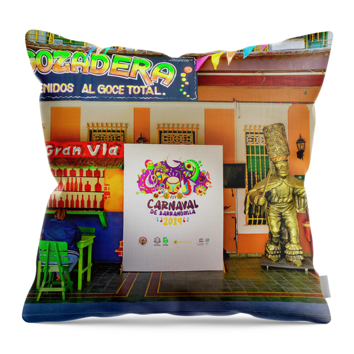 Estock Throw Pillow featuring the digital art Museum, Cartagena, Colombia by Glowcam