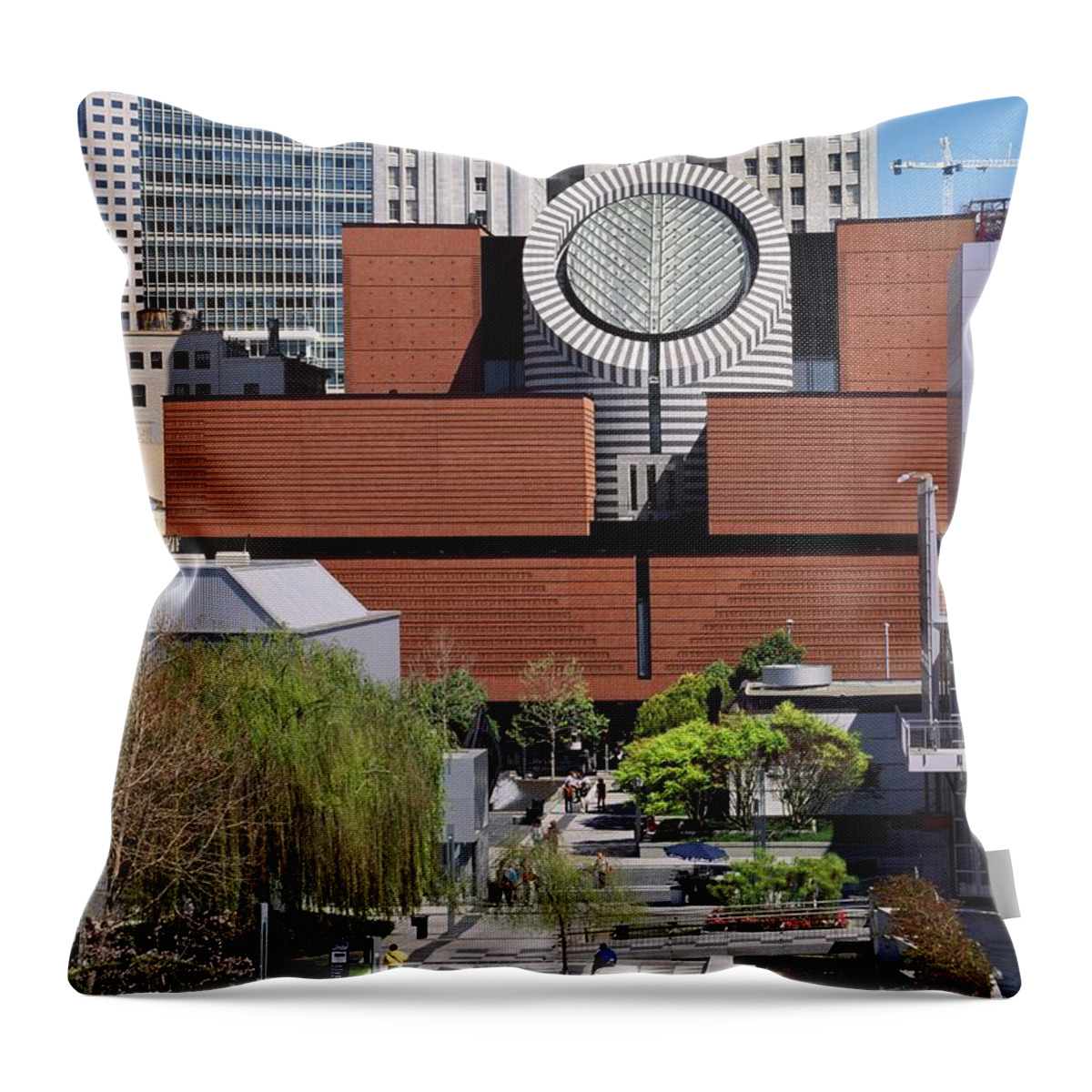 Estock Throw Pillow featuring the digital art Museum Of Modern Art by Giovanni Simeone