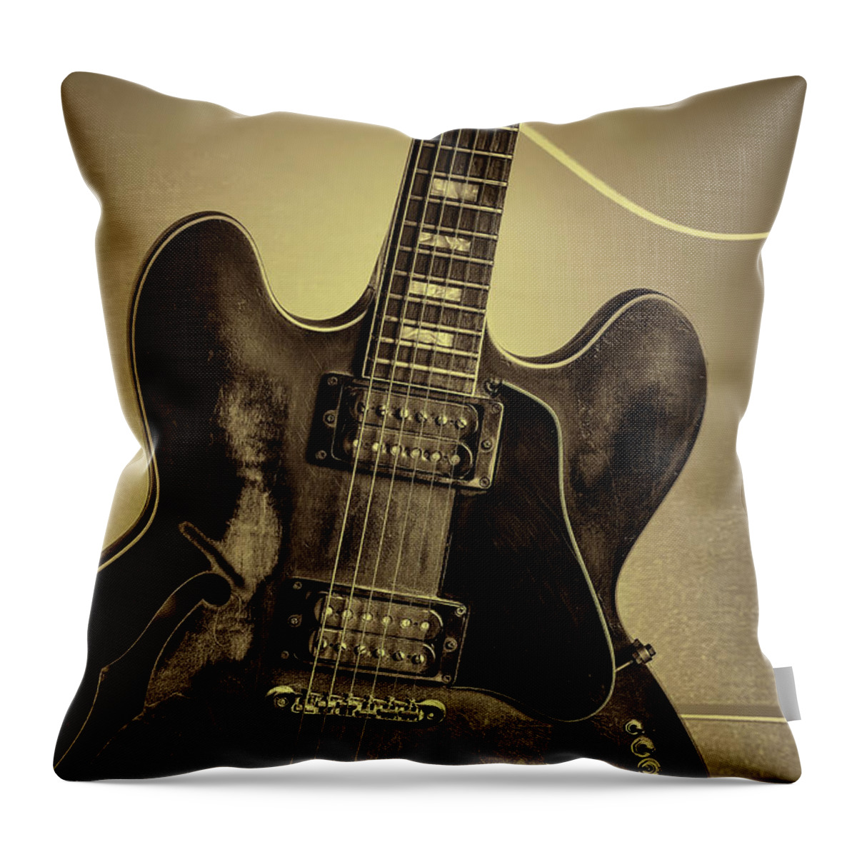 Music-instruments Throw Pillow featuring the photograph Music Picture Gibson Guitar 1744.012 by M K Miller