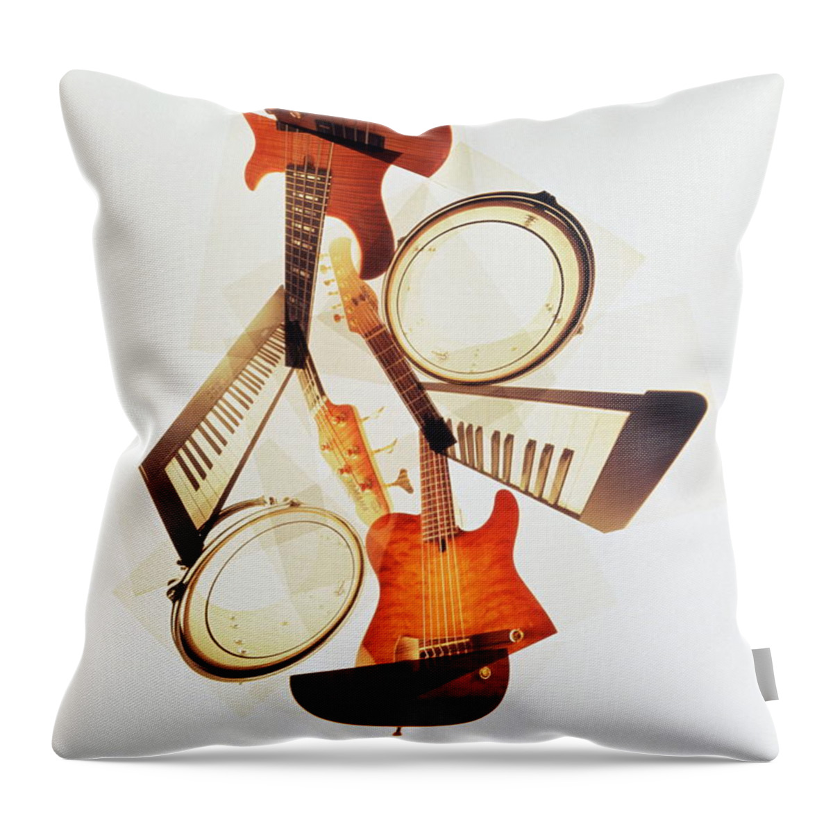White Background Throw Pillow featuring the photograph Musical Instruments by Hans Neleman