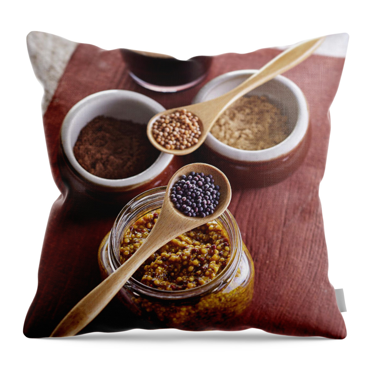 Cuisine At Home Throw Pillow featuring the photograph Mustards by Cuisine at Home