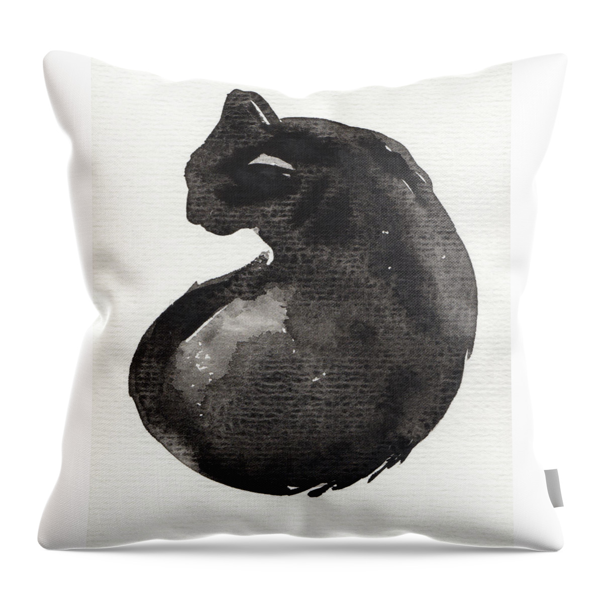 Animal Throw Pillow featuring the painting My Black Cat by Judith Kunzle