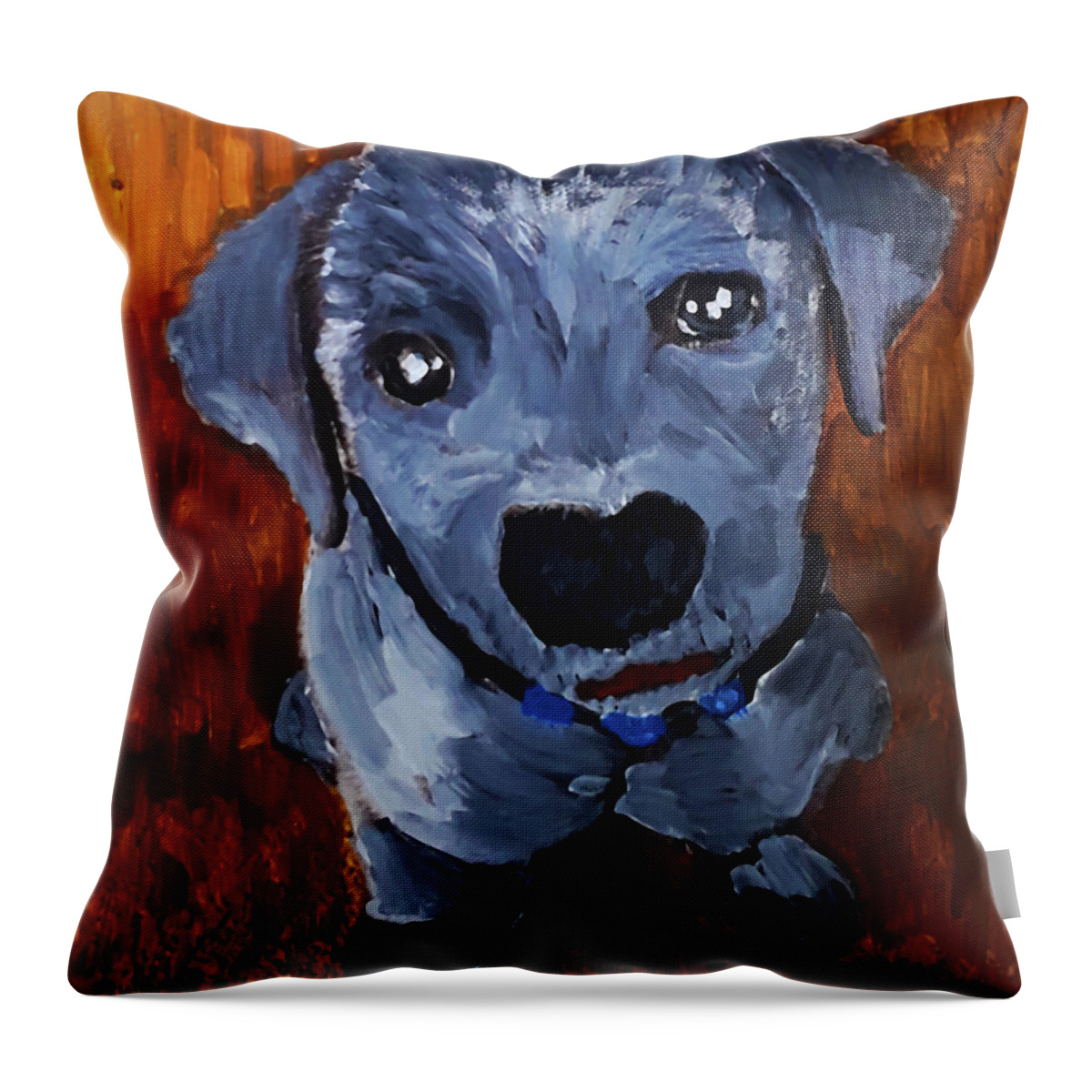 Pets Throw Pillow featuring the painting My New Collar by Gabby Tary