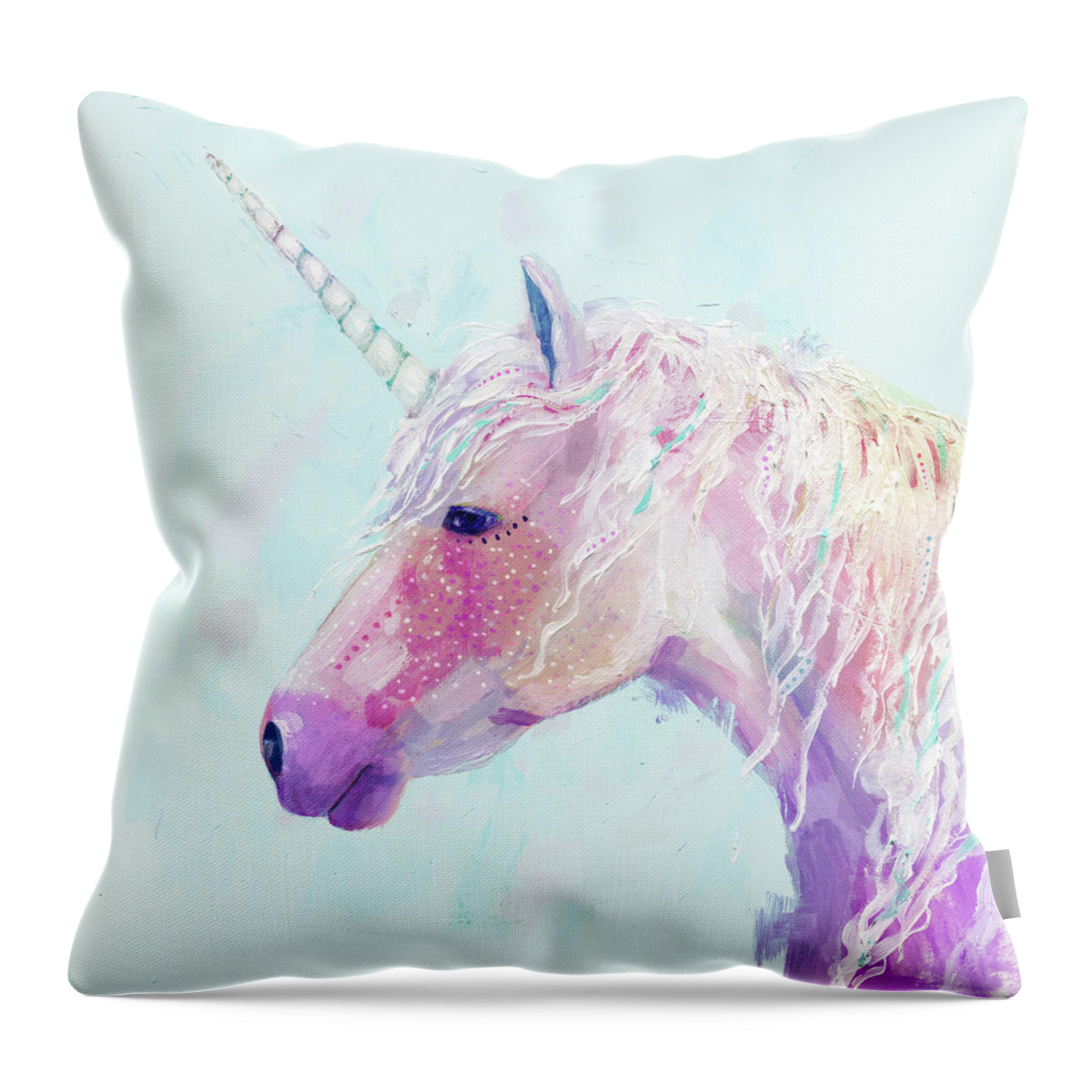 Animals Throw Pillow featuring the painting Mystic Unicorn II by Victoria Borges