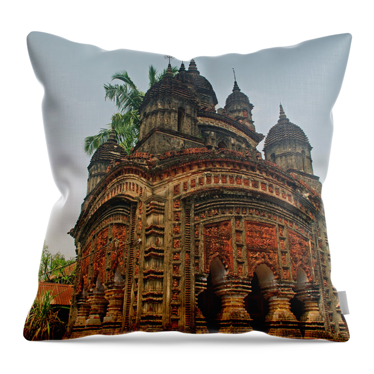 Tranquility Throw Pillow featuring the photograph Nabaratana Terracotta Temple, Joypur by Amitabha Gupta