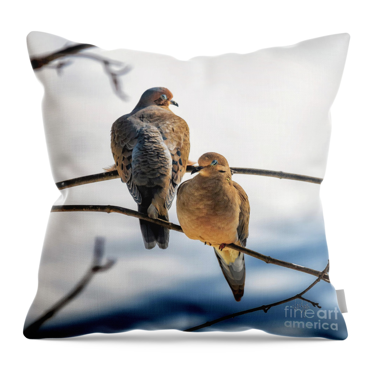 Bird Throw Pillow featuring the digital art Nap Time by Lois Bryan