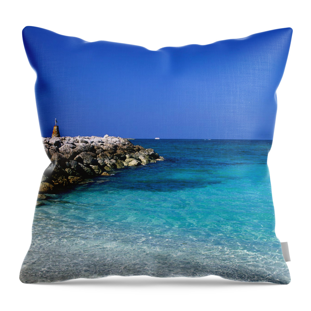 Outdoors Throw Pillow featuring the photograph Nassau Jetty With Beacon by Hisham Ibrahim