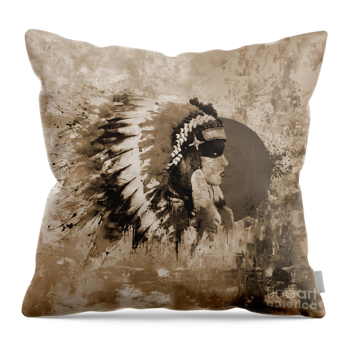 Native American Throw Pillow featuring the painting Native American Art uujq by Gull G