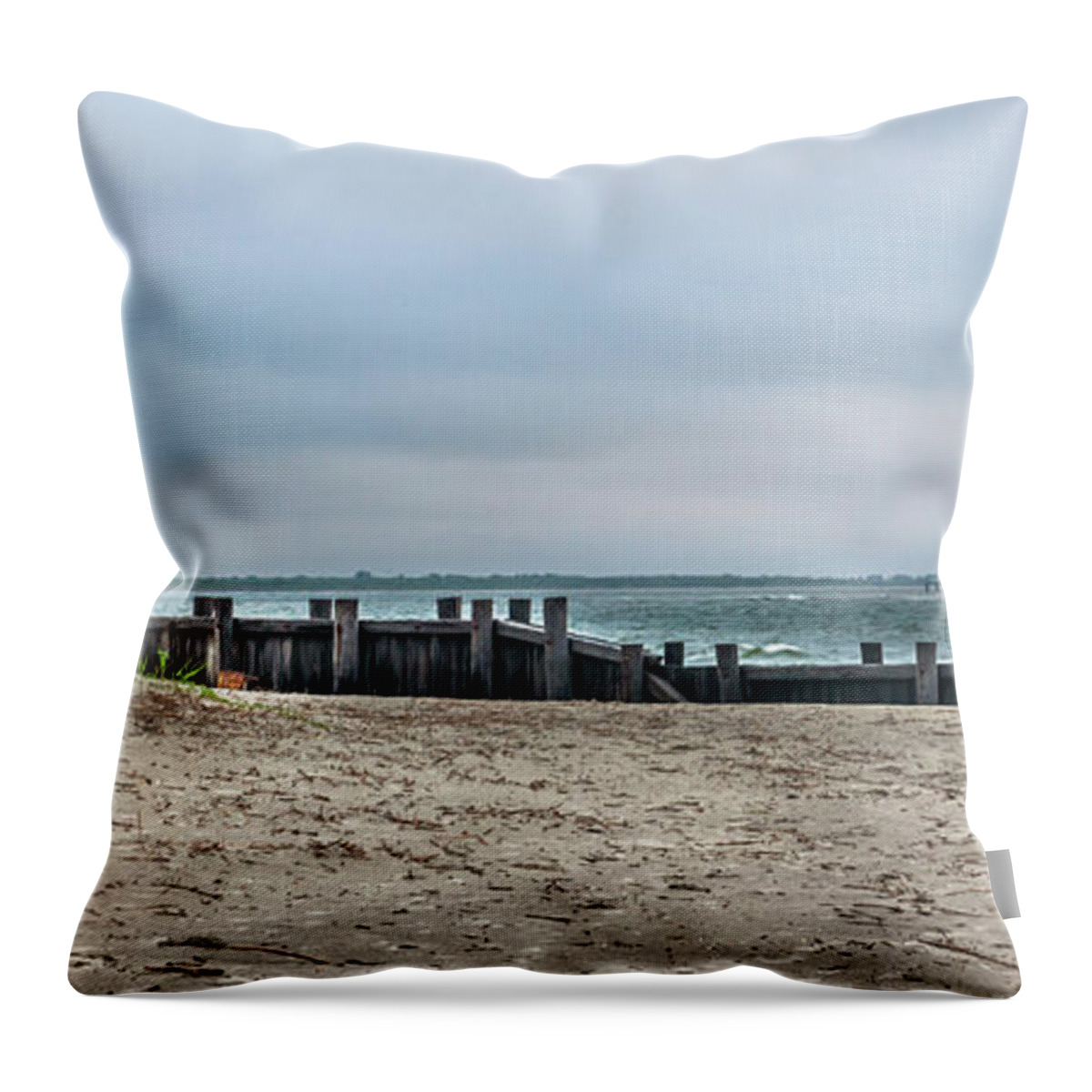 Morris Island Lighthouse Throw Pillow featuring the photograph Nautical Shore - Morris Island Lighthouse by Dale Powell