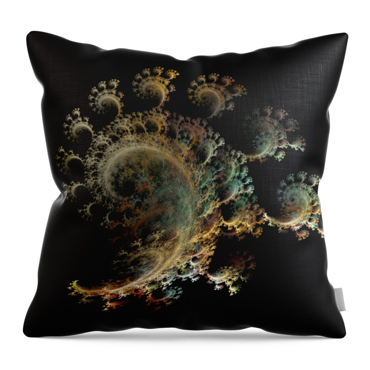 Fractal Throw Pillow featuring the digital art Nautical Symbols Spiraling Finger Corals by Betsy Knapp