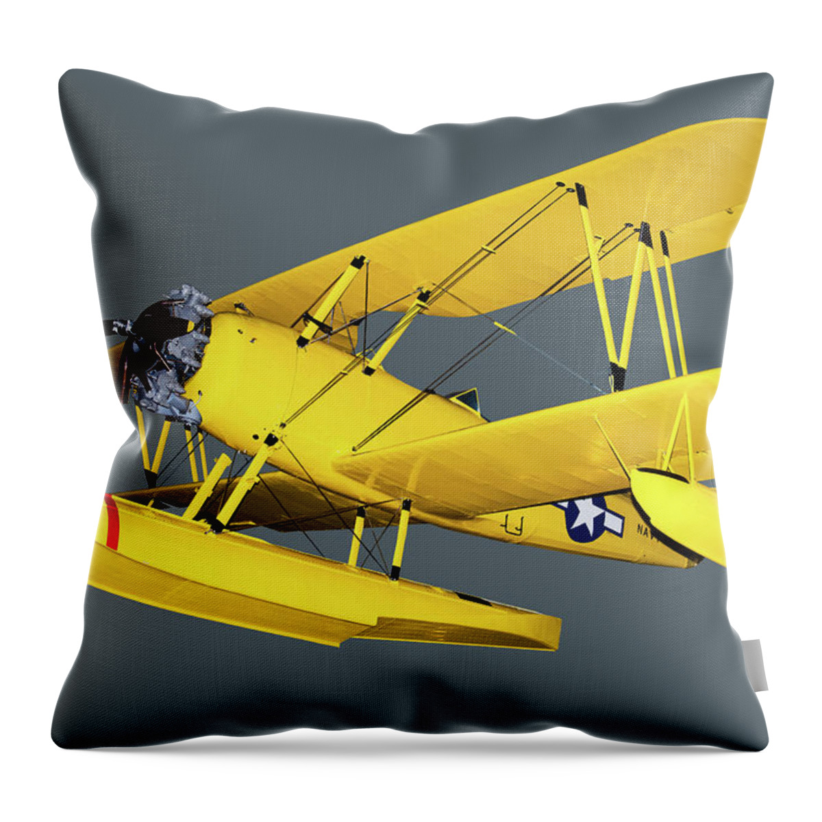 Aerospace Science Throw Pillow featuring the photograph Naval Aircraft Factory N3n-3 Primary by Millard H. Sharp