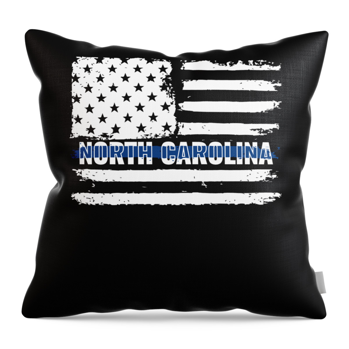 State Throw Pillow featuring the digital art NC North Carolina State Police Gift for Policeman Cop or State Trooper Thin Blue Line by Martin Hicks