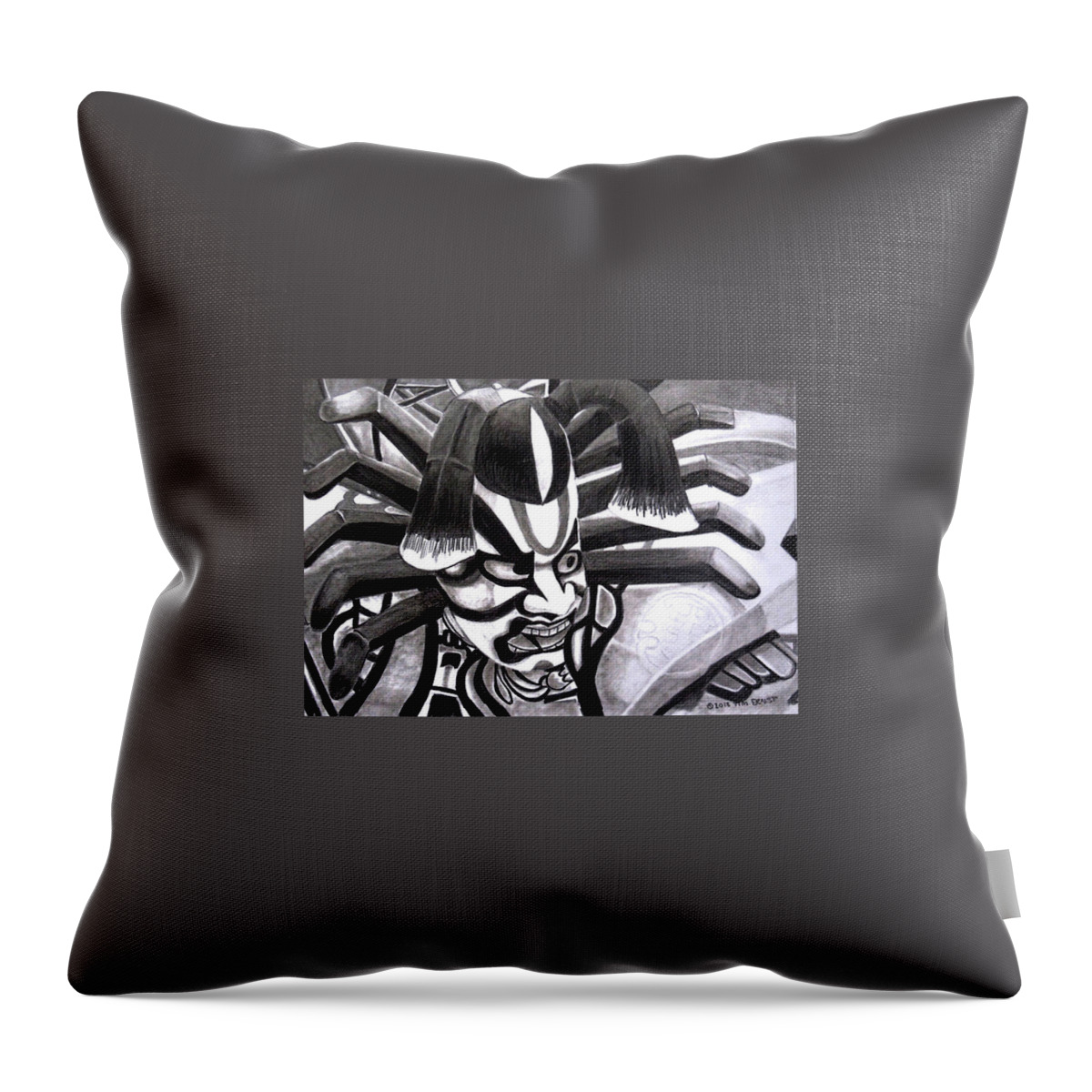 Japan Throw Pillow featuring the drawing Nebuta by Tim Ernst