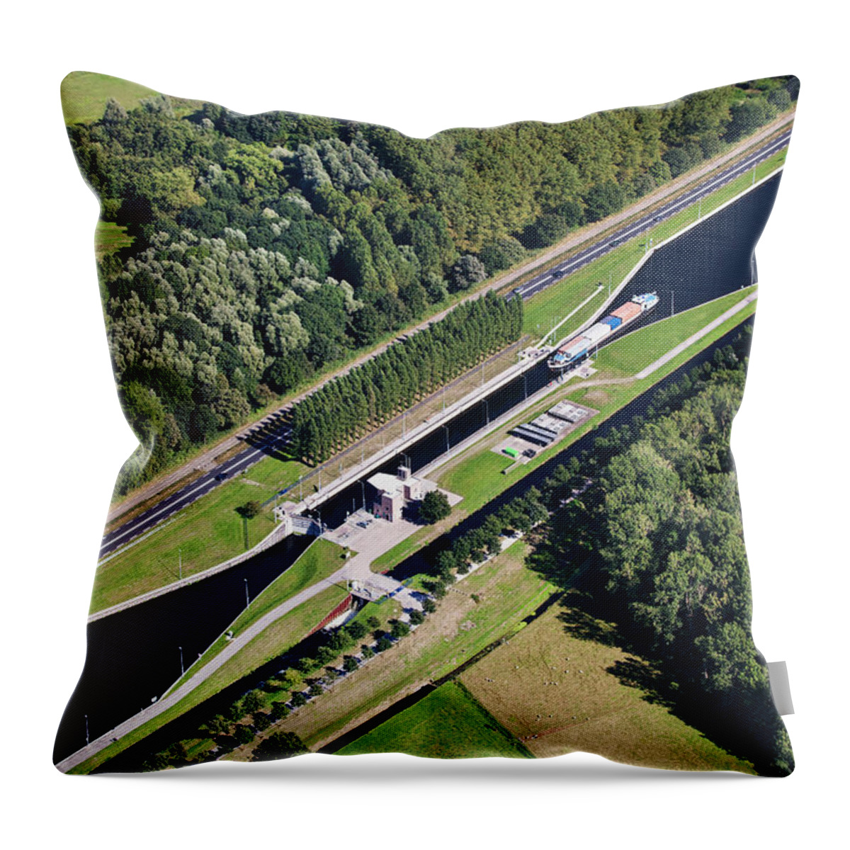 Scenics Throw Pillow featuring the photograph Netherlands, Heeswijk Dinther, Ship by Frans Lemmens