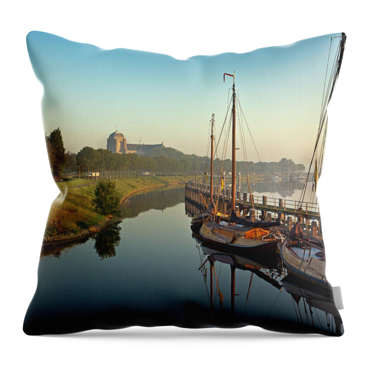 Sailboat Throw Pillow featuring the photograph Netherlands, Veere, Harbour by Frans Lemmens