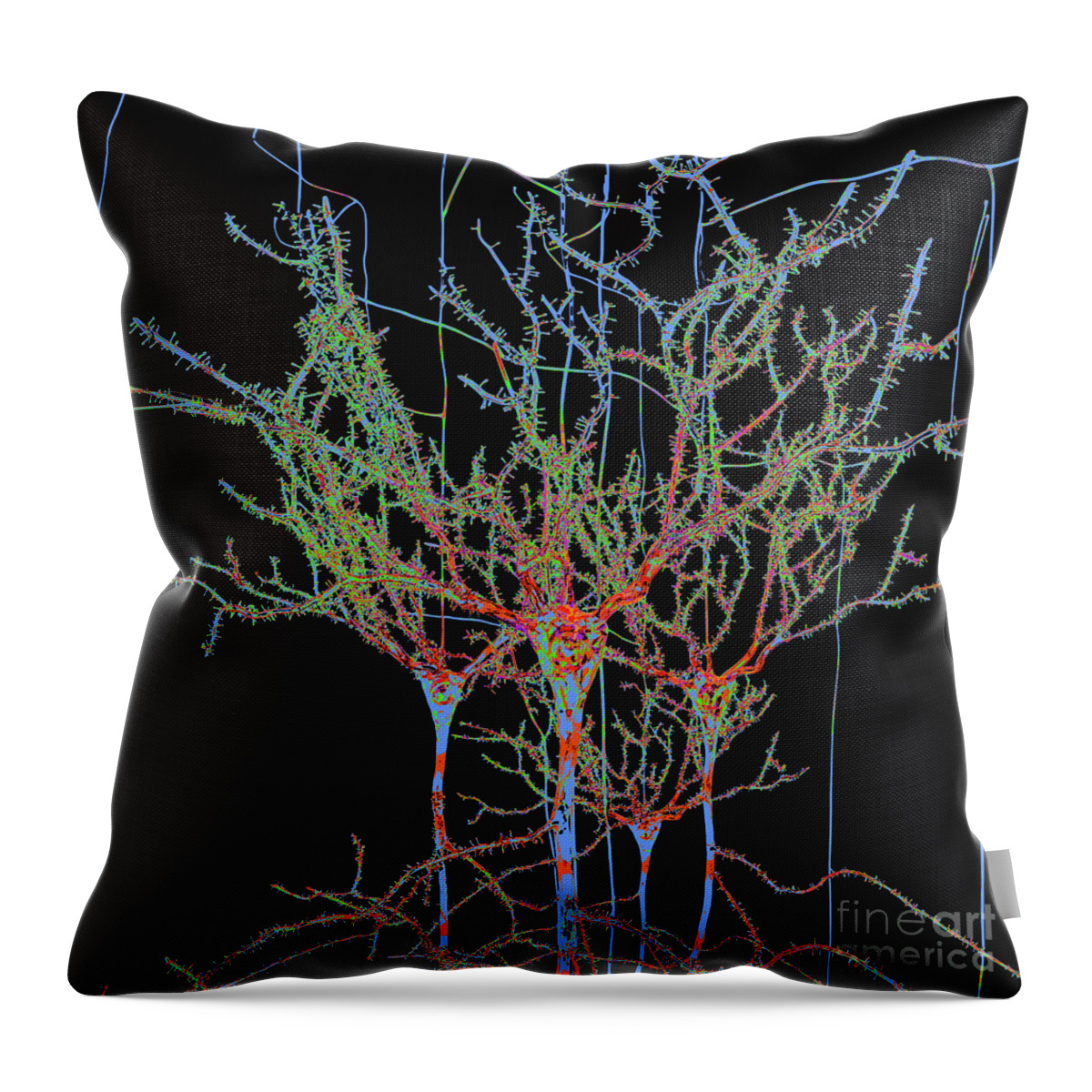 Blue Throw Pillow featuring the digital art Neuron Field Vector Blue Green by Russell Kightley