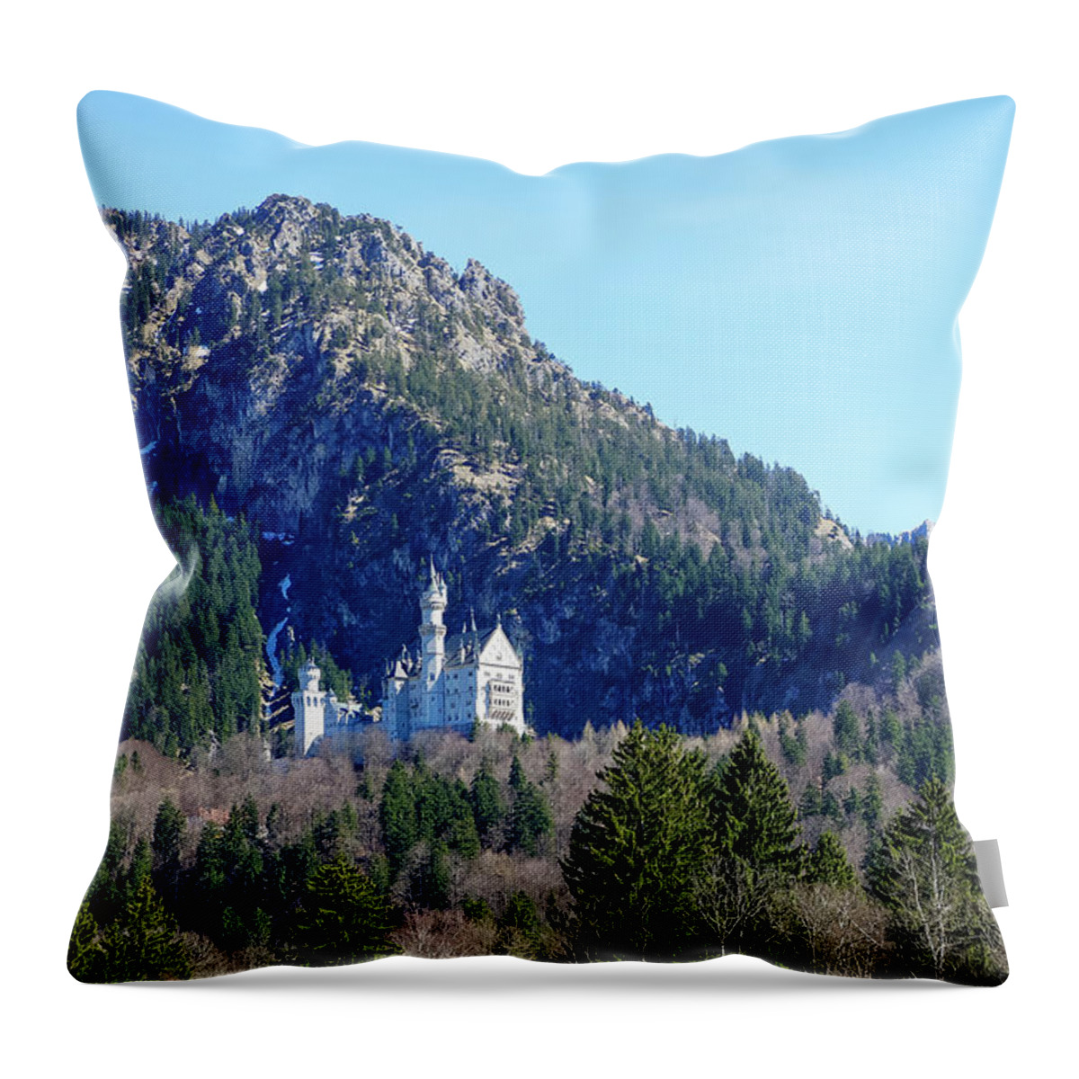 Bavaria Throw Pillow featuring the photograph Neuschwanstein Castle on the Hill 1 by Dawn Richards