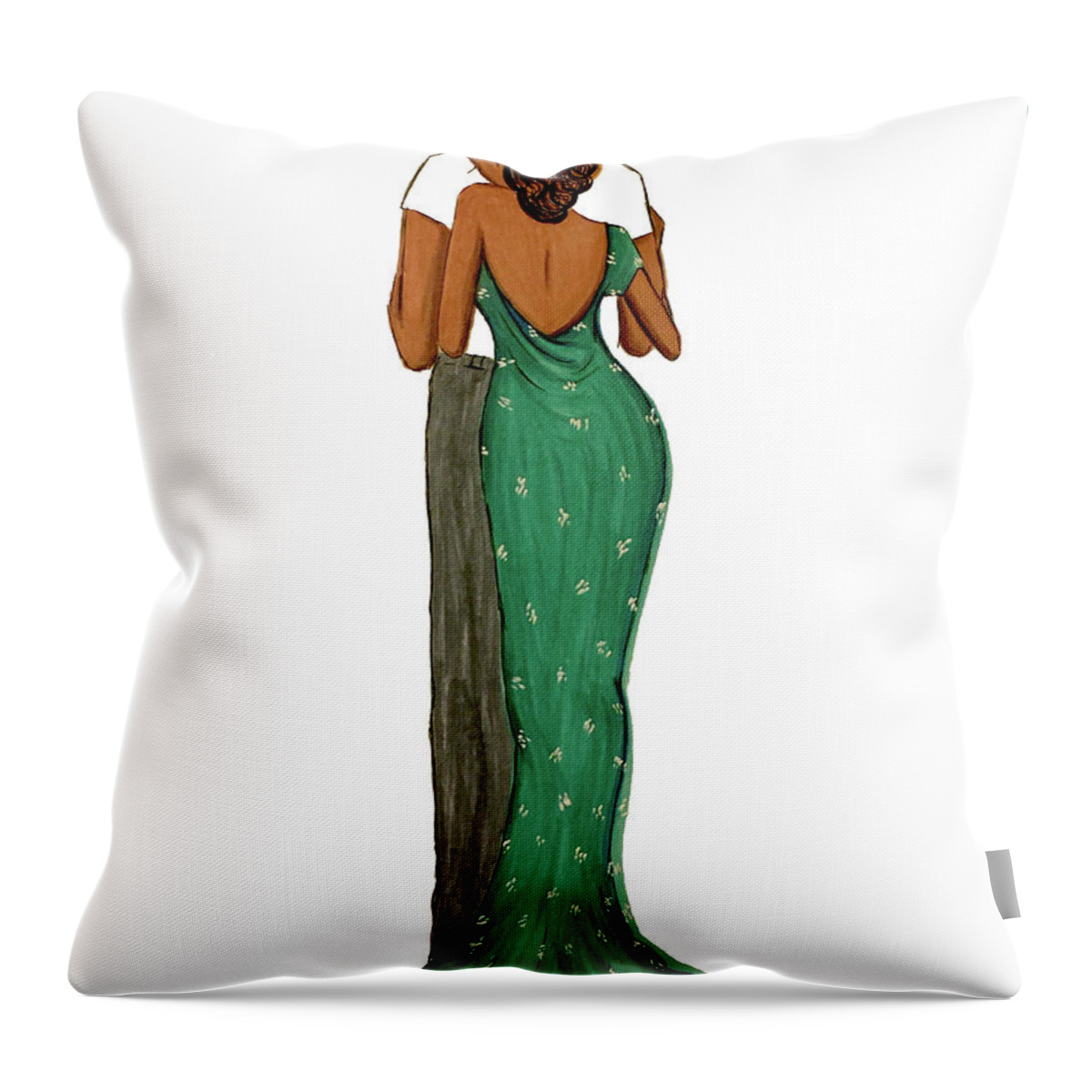Fashion Illustration Throw Pillow featuring the mixed media Never Let Go by Yolanda Holmon