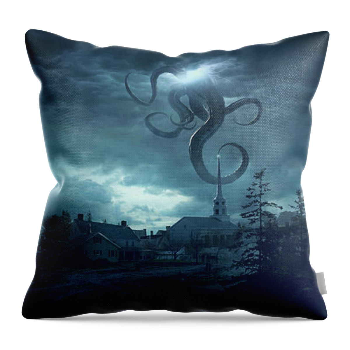 Lovecraft Throw Pillow featuring the digital art New England by Guillem H Pongiluppi