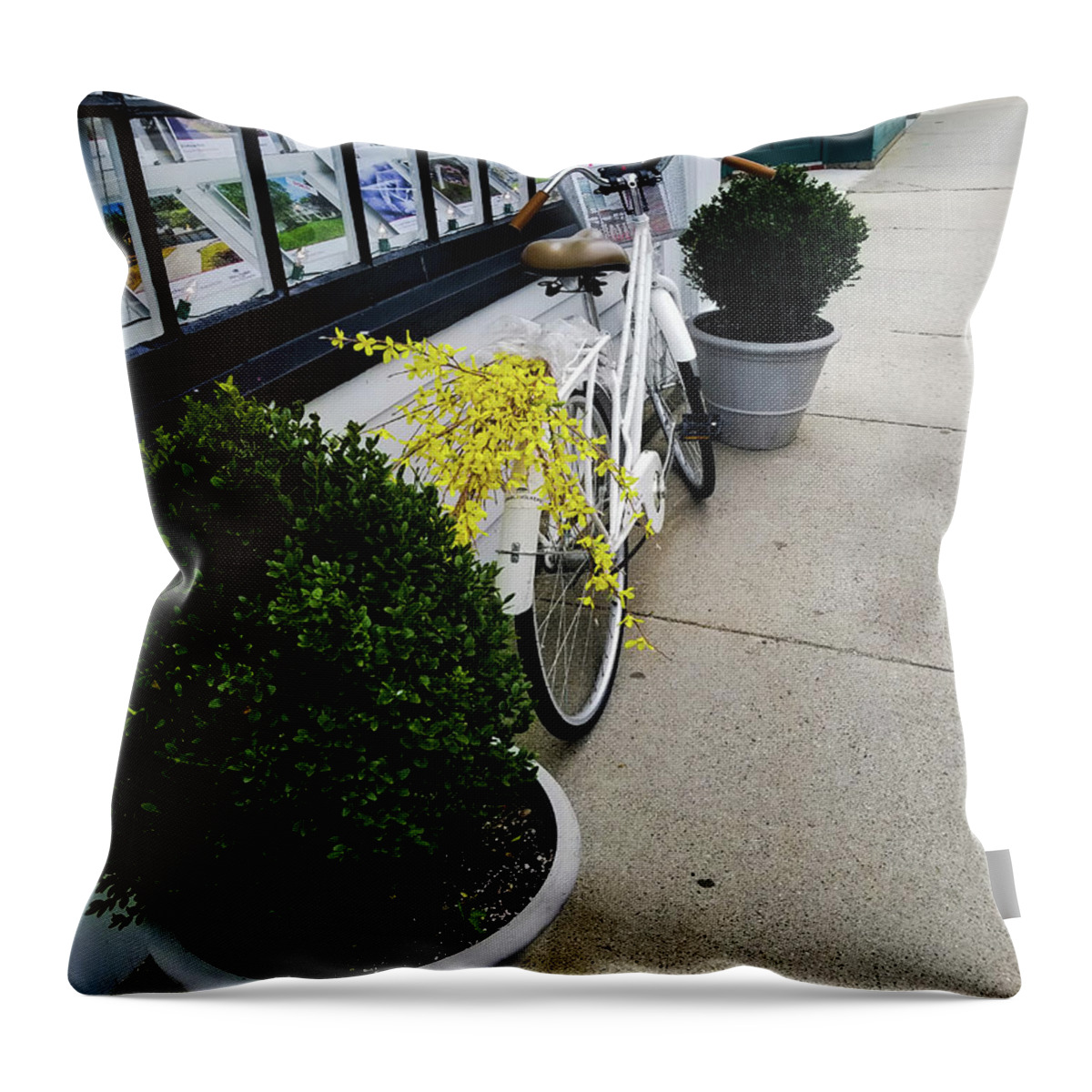 New England Throw Pillow featuring the photograph New England Shops by Elizabeth M