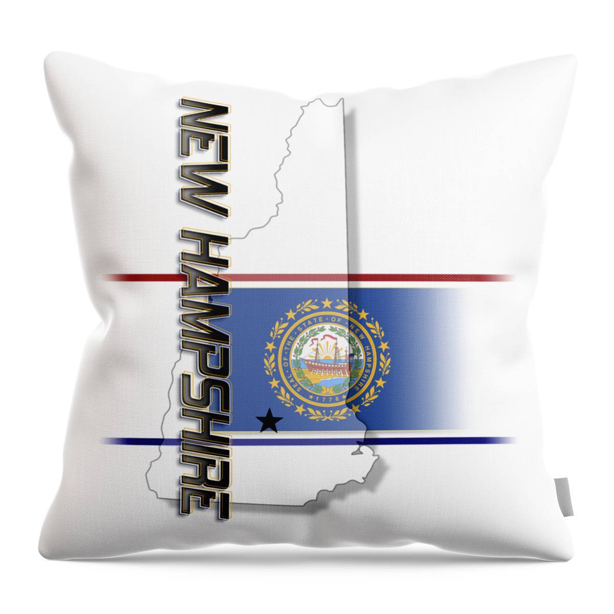 New Hampshire Throw Pillow featuring the digital art New Hampshire State Vertical Print by Rick Bartrand