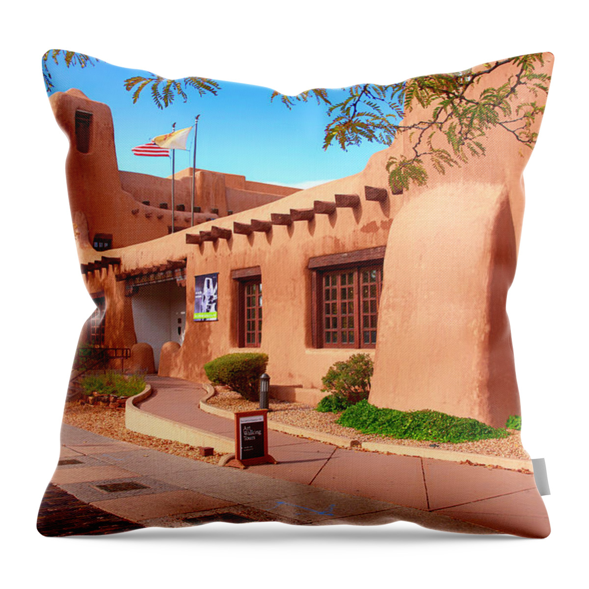 New Mexico Museum Of Art Throw Pillow featuring the photograph New Mexico Museum of Art by Chris Smith