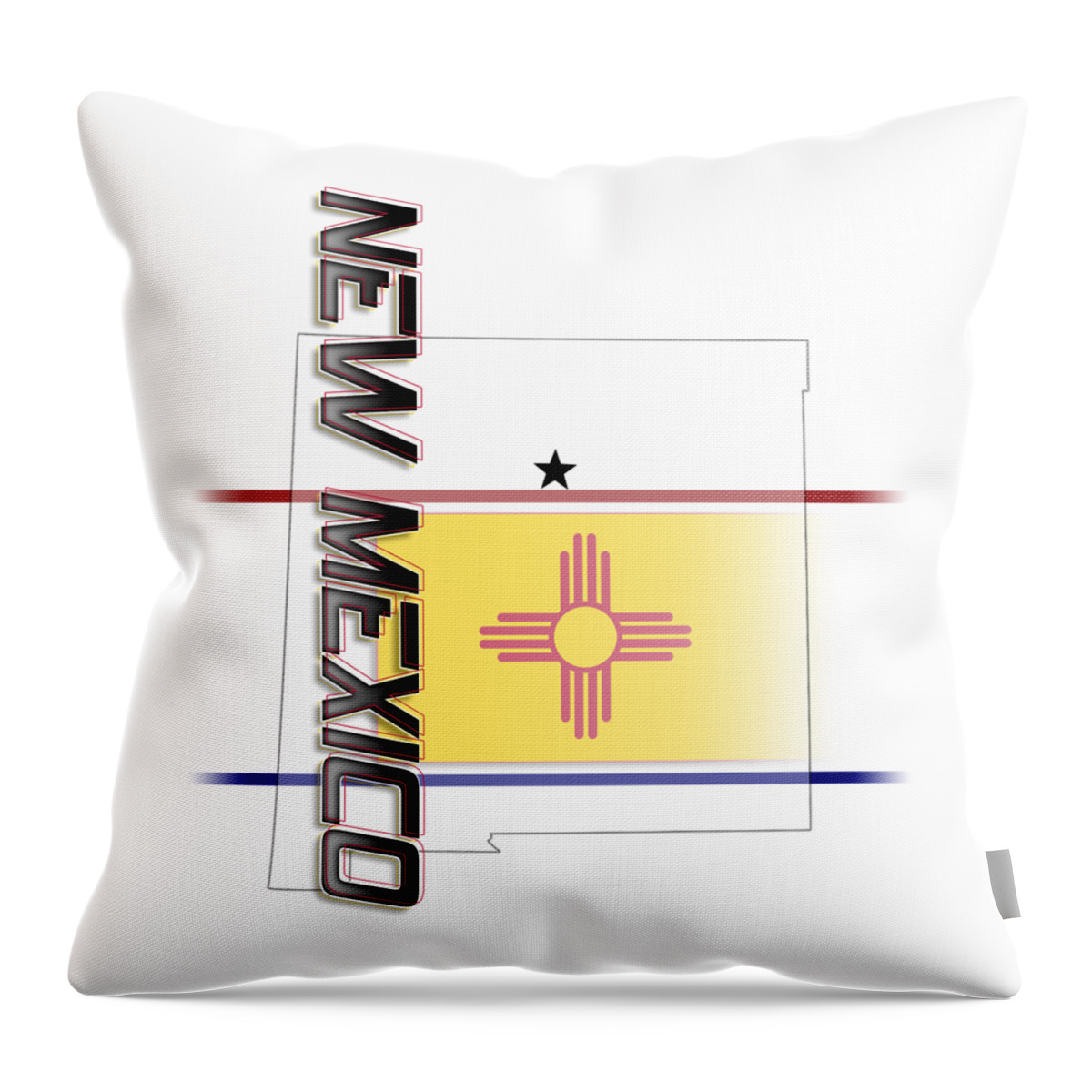 New Mexico Throw Pillow featuring the digital art New Mexico State Vertical Print by Rick Bartrand