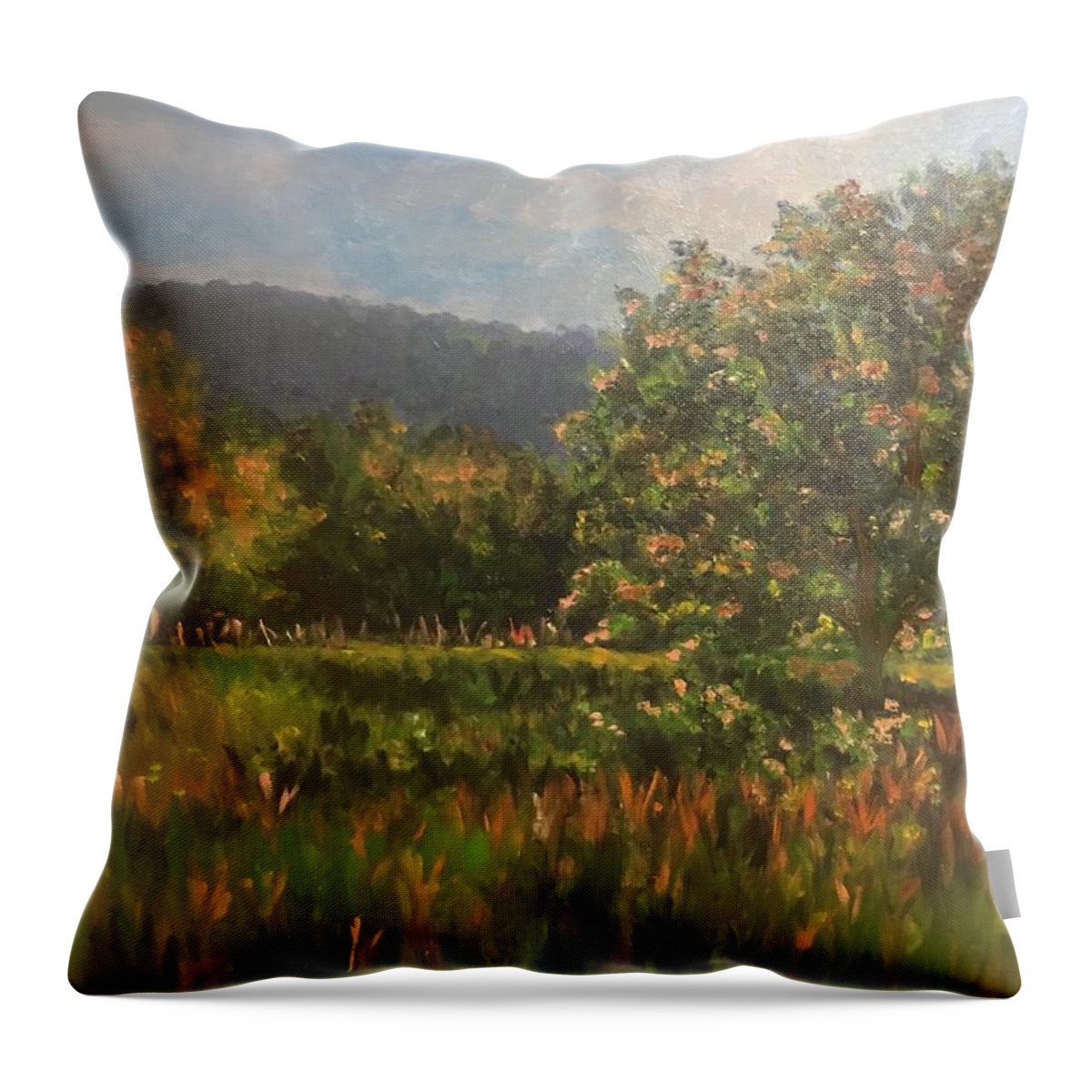 Tree Throw Pillow featuring the painting New Paltz by Beth Riso