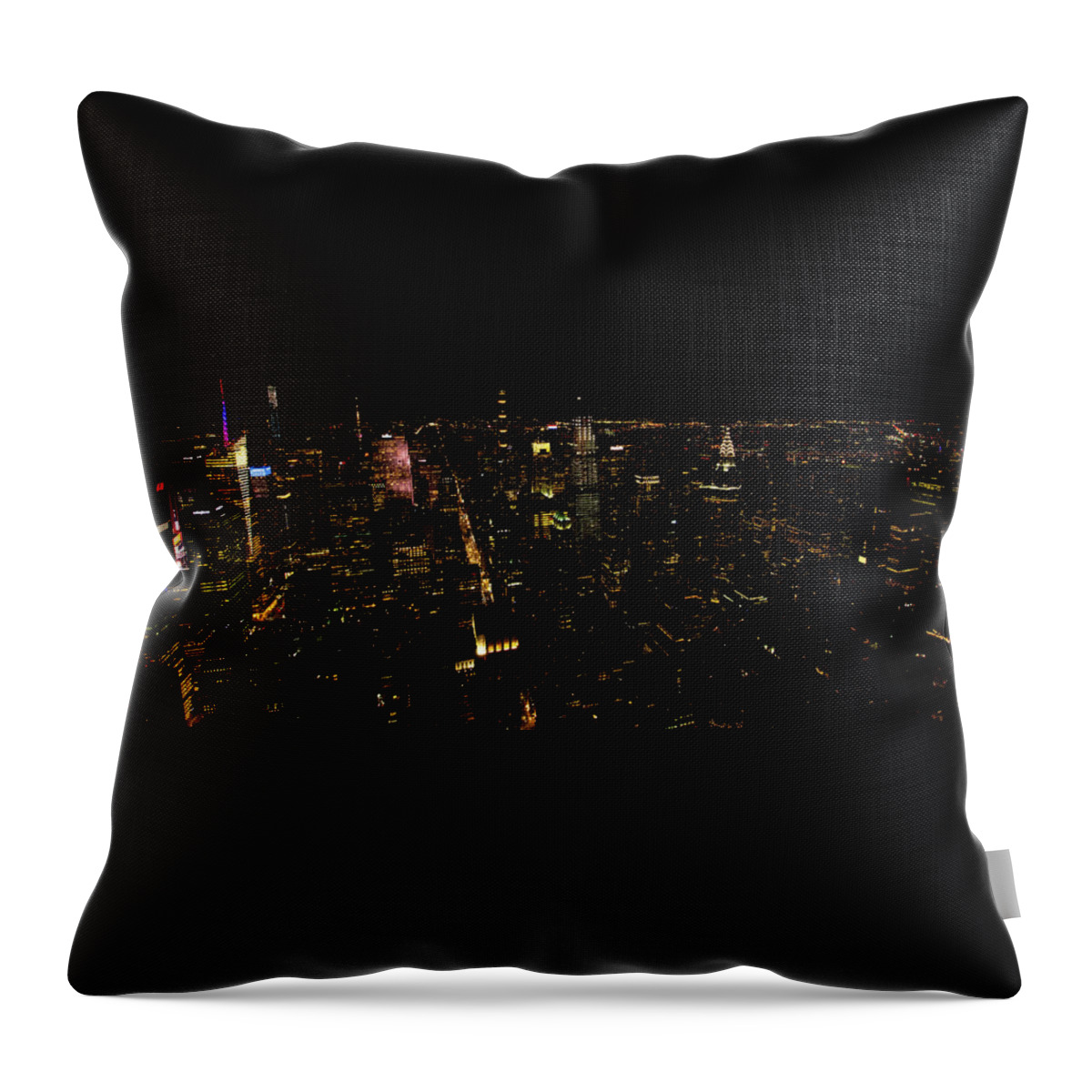 Chrysler Building Throw Pillow featuring the photograph New York City at Night by Crystal Wightman