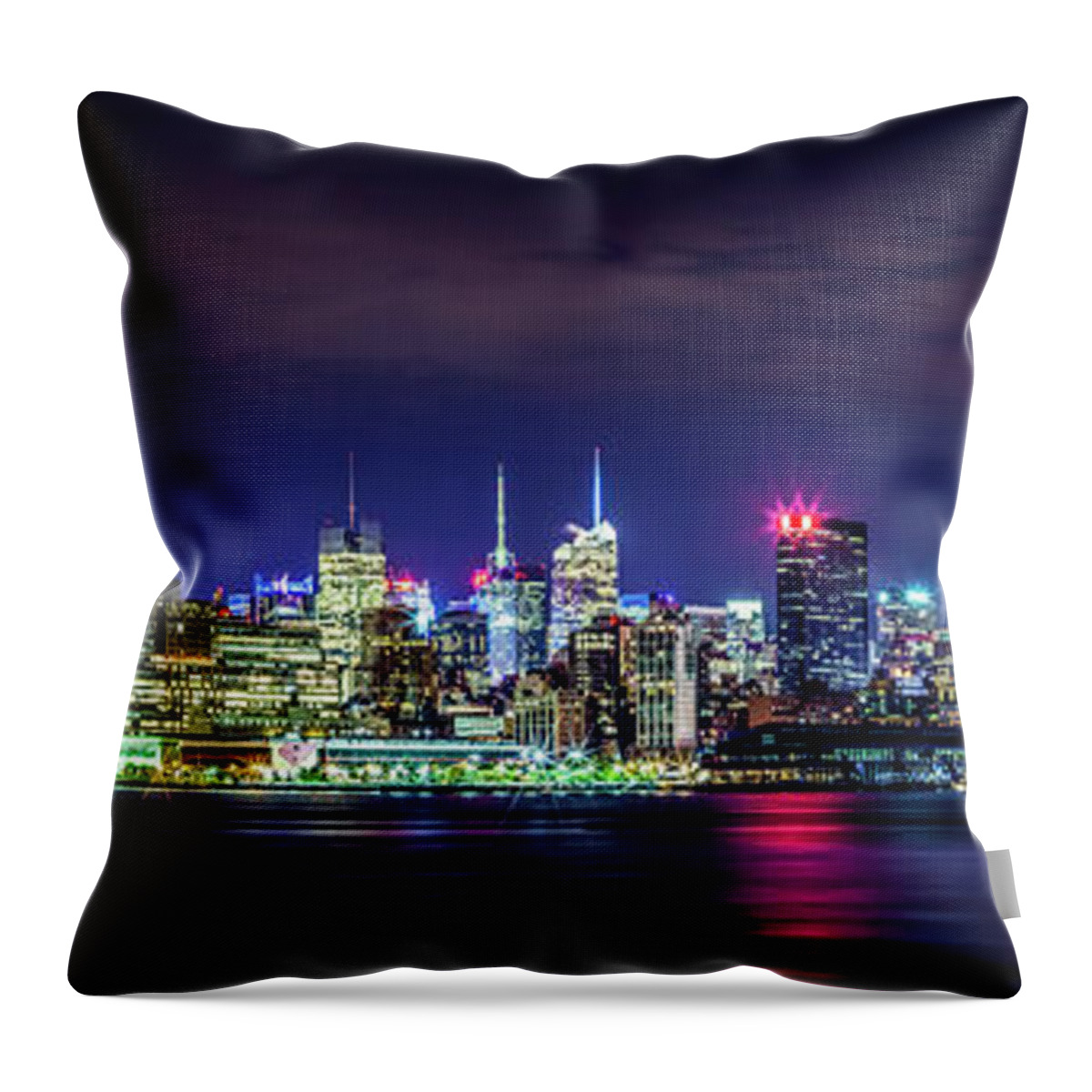 New York City Skyline Throw Pillow featuring the photograph New York City Skyline by Az Jackson